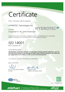 Hydrotec ISO 14001 Környezetközpontú Irányítási Rendszer szabvány, tanúsítvány